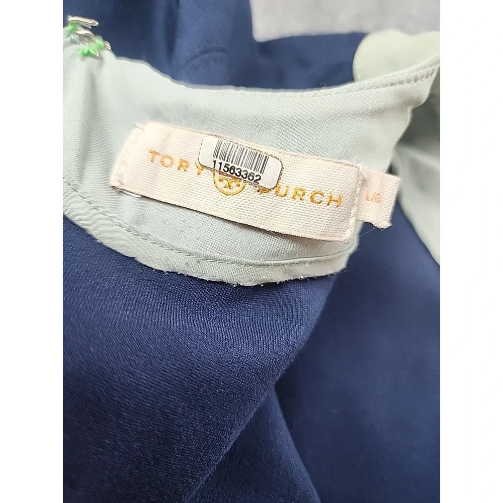 Tory‎ Burch L Colorblock Ponte Dress Navy Blue Mint Green Mini Classic Designer